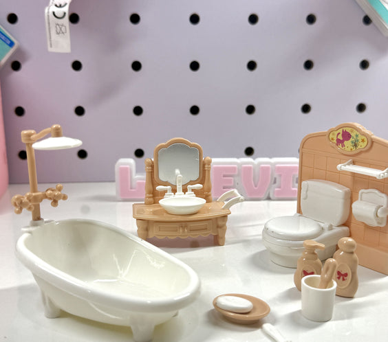 Miniature Bathroom Set for LPS | 1:12 Scale Dollhouse Bathroom Accessories