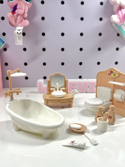 Miniature Bathroom Set for LPS | 1:12 Scale Dollhouse Bathroom Accessories