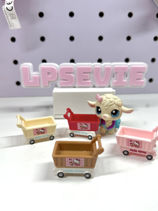 🛒1 Miniature Shopping Cart for LPS| Cute Grocery Cart Prop