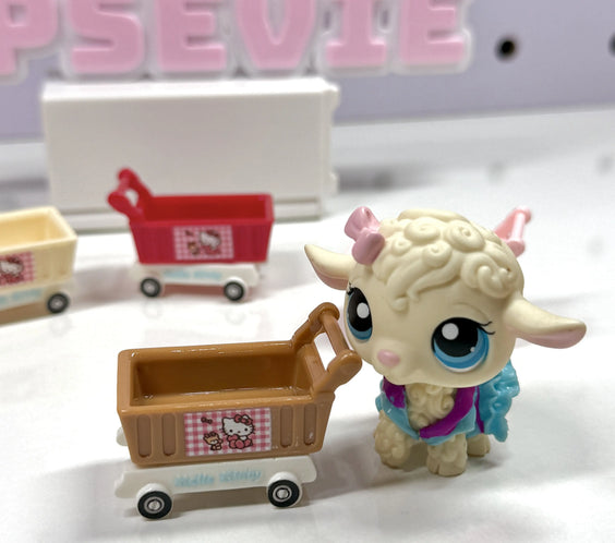 🛒1 Miniature Shopping Cart for LPS| Cute Grocery Cart Prop