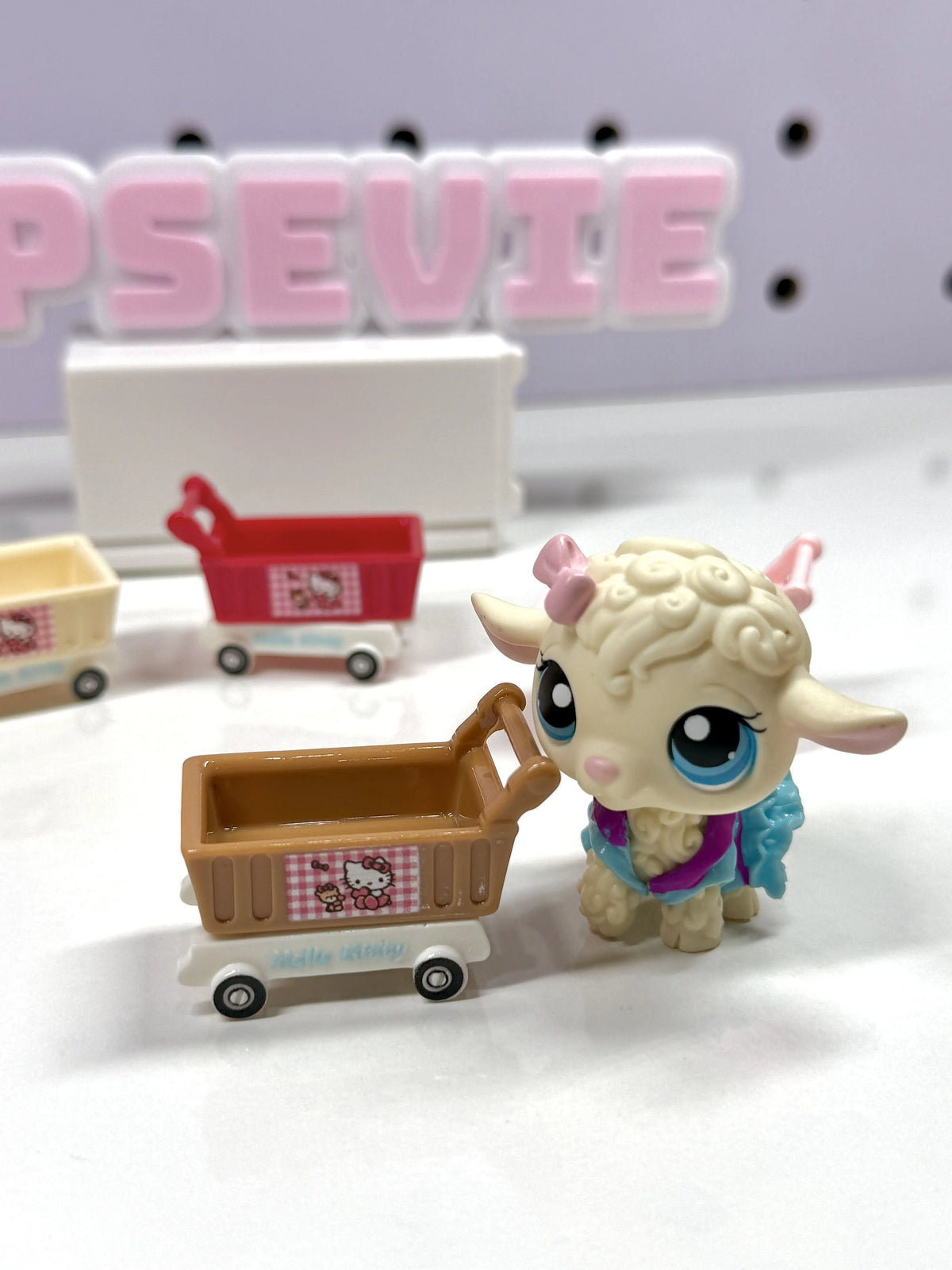 🛒1 Miniature Shopping Cart for LPS| Cute Grocery Cart Prop