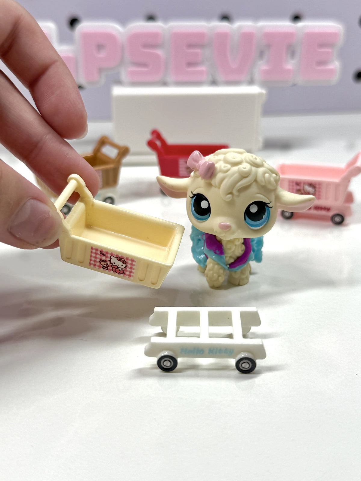 🛒1 Miniature Shopping Cart for LPS| Cute Grocery Cart Prop