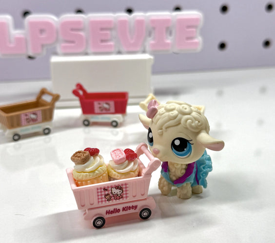 🛒1 Miniature Shopping Cart for LPS| Cute Grocery Cart Prop