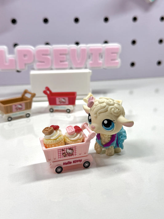 🛒1 Miniature Shopping Cart for LPS| Cute Grocery Cart Prop