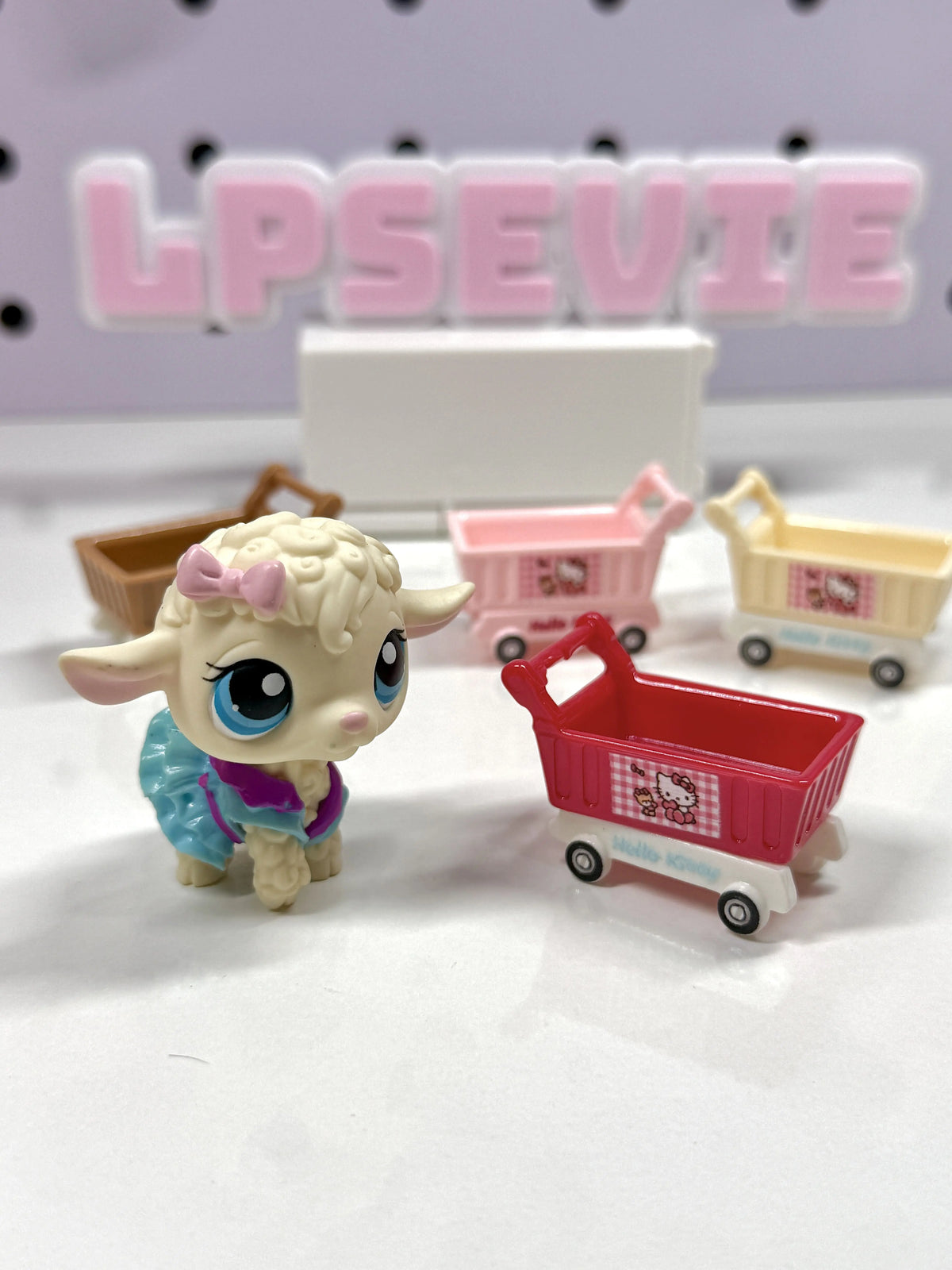 🛒1 Miniature Shopping Cart for LPS| Cute Grocery Cart Prop
