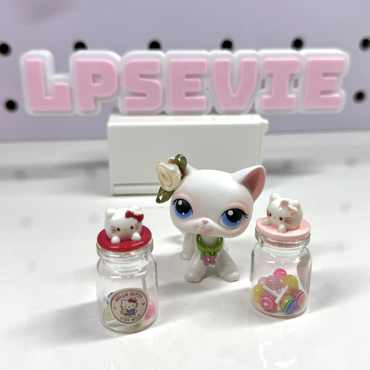 Miniature Candy Jar with Cat Lid | Dollhouse Sweet Treat Accessory