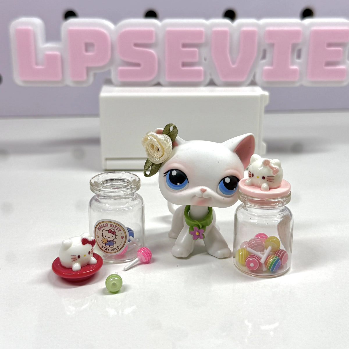 Miniature Candy Jar with Cat Lid | Dollhouse Sweet Treat Accessory