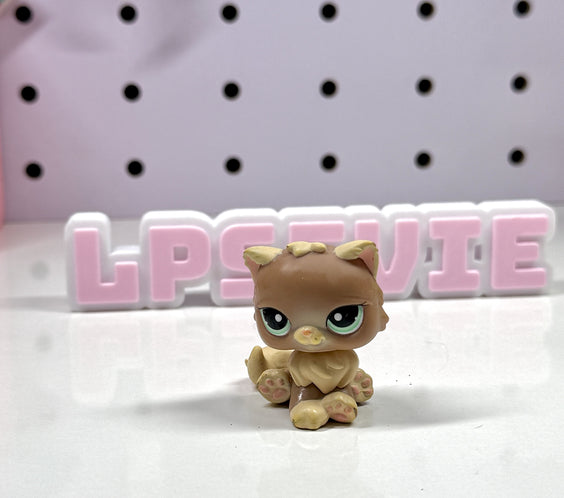 Authentic Littlest Pet Shop LPS #1063 Brown Persian Cat (Spring Egg Edition)