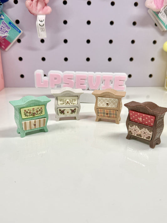 Miniature Vintage Bedside Table for Littlest Pet Shop (LPS) | Dollhouse Nightstand Drawer Furniture Accessory