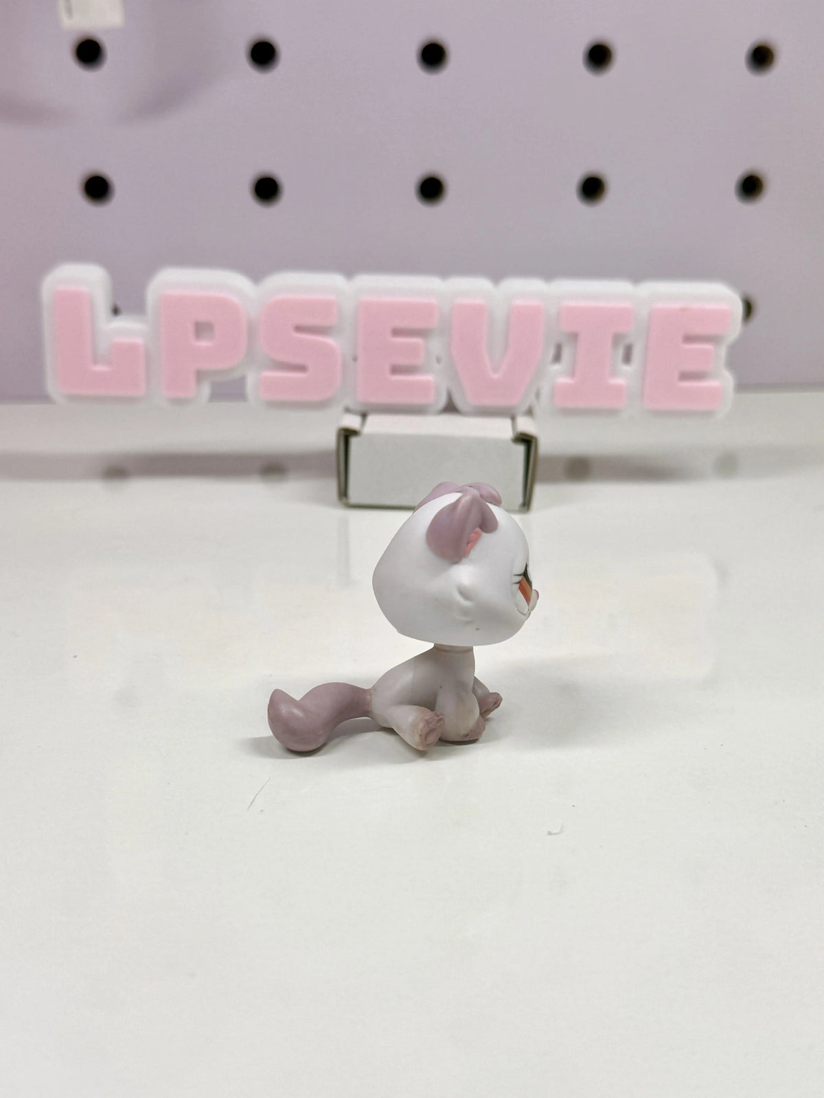 Authentic Littlest Pet Shop Bon Bon Sitting Cat #1637 | Lavender Purple Cat with Orange Eyes Hasbro G2 LPS