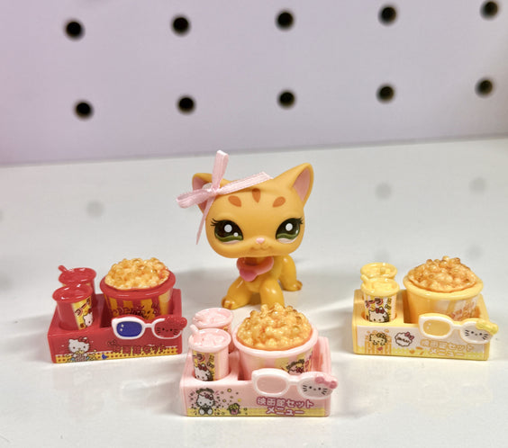 Miniature Popcorn Movie Snack Set for Littlest Pet Shop (LPS) | Dollhouse Cinema Food Accessory