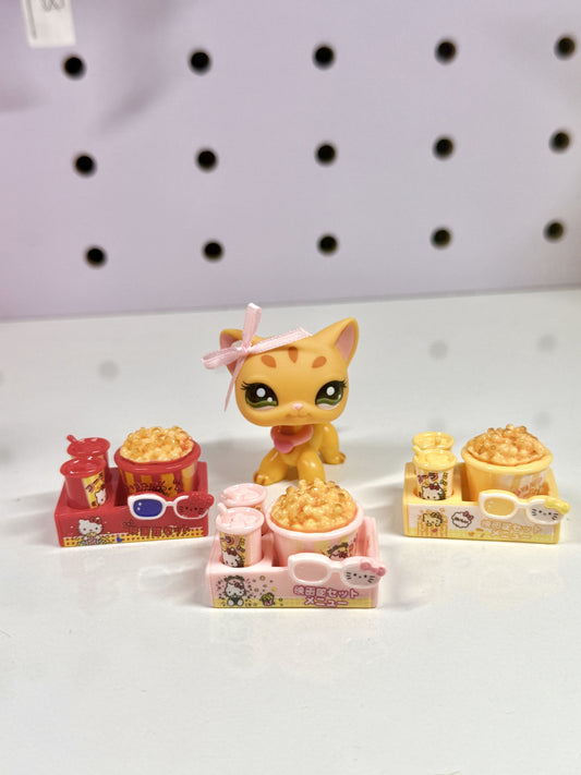Miniature Popcorn Movie Snack Set for Littlest Pet Shop (LPS) | Dollhouse Cinema Food Accessory