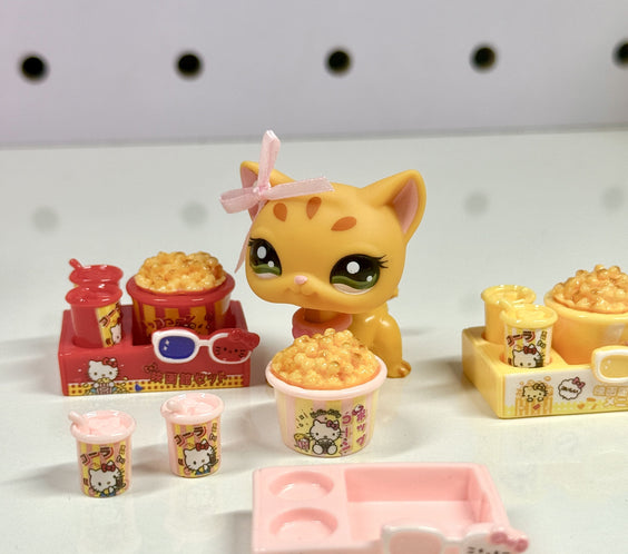 Miniature Popcorn Movie Snack Set for Littlest Pet Shop (LPS) | Dollhouse Cinema Food Accessory
