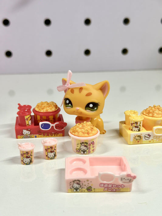 Miniature Popcorn Movie Snack Set for Littlest Pet Shop (LPS) | Dollhouse Cinema Food Accessory