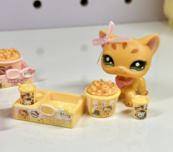 Miniature Popcorn Movie Snack Set for Littlest Pet Shop (LPS) | Dollhouse Cinema Food Accessory