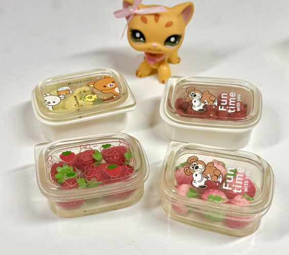 Miniature Food Storage Container for Littlest Pet Shop (LPS) | Opening Lid Dollhouse Kitchen Accessory