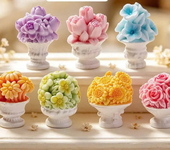 Set of 6 Miniature Flower Pots | Dollhouse Garden Decor Floral Accessories