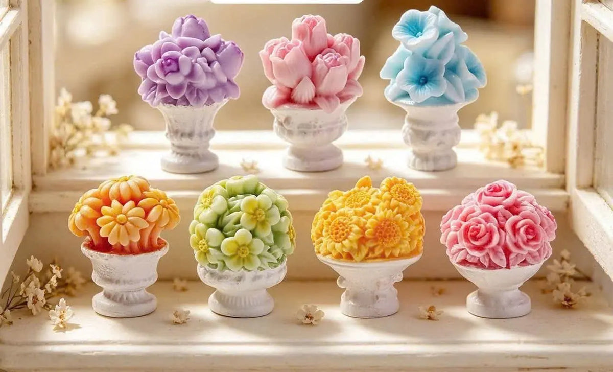 Set of 6 Miniature Flower Pots | Dollhouse Garden Decor Floral Accessories