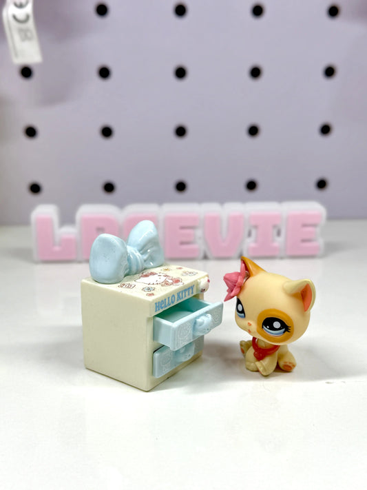 1 PC Miniature Kawaii Character Nightstand with Bow Topper – 2-Drawer Bedside Table | Dollhouse Bedroom Furniture