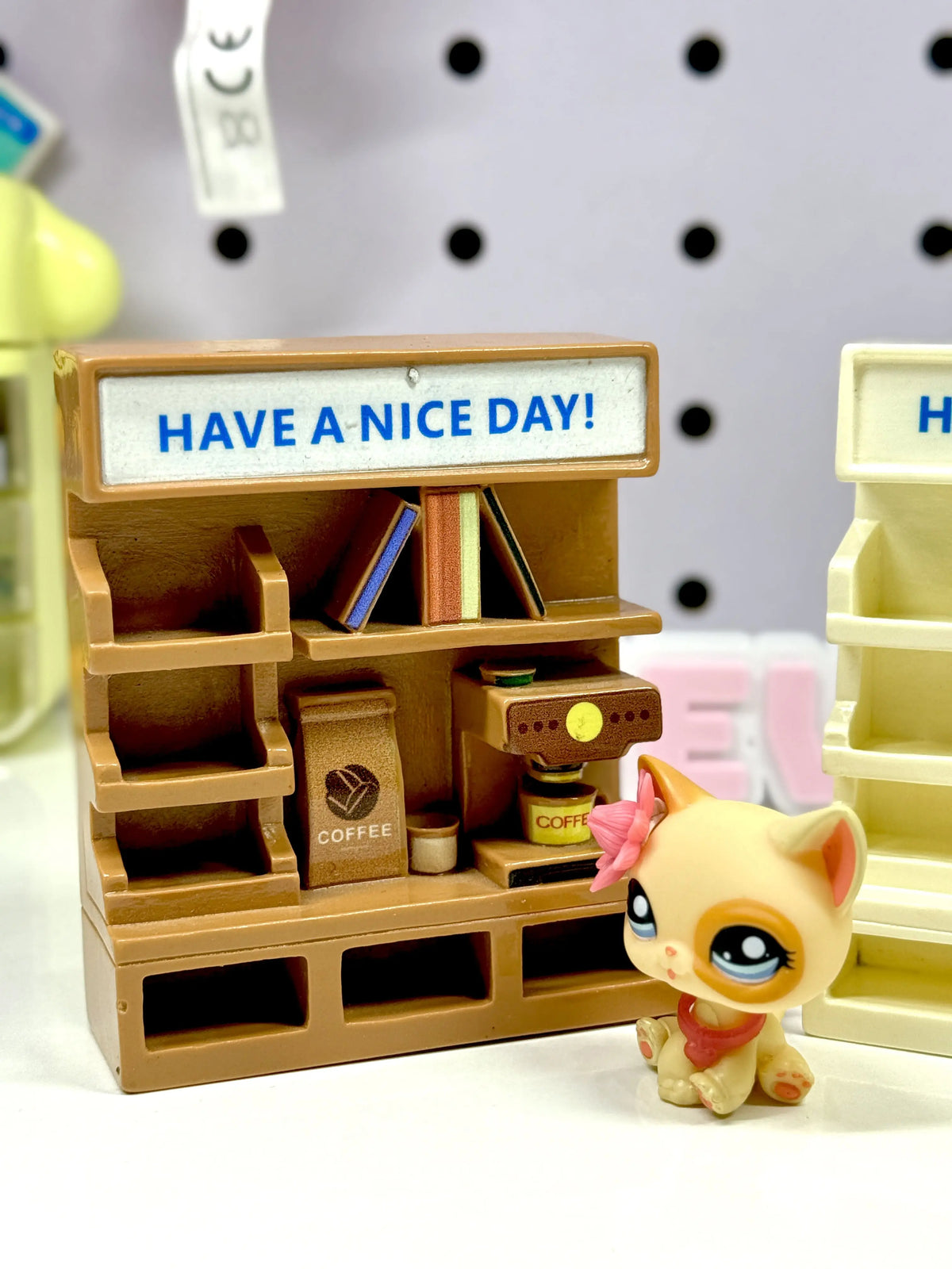 Miniature Coffee & Book Shop Display Stand Set (Set of 2) | Dollhouse & Figure Cafe Shelf