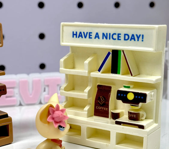 Miniature Coffee & Book Shop Display Stand Set (Set of 2) | Dollhouse & Figure Cafe Shelf