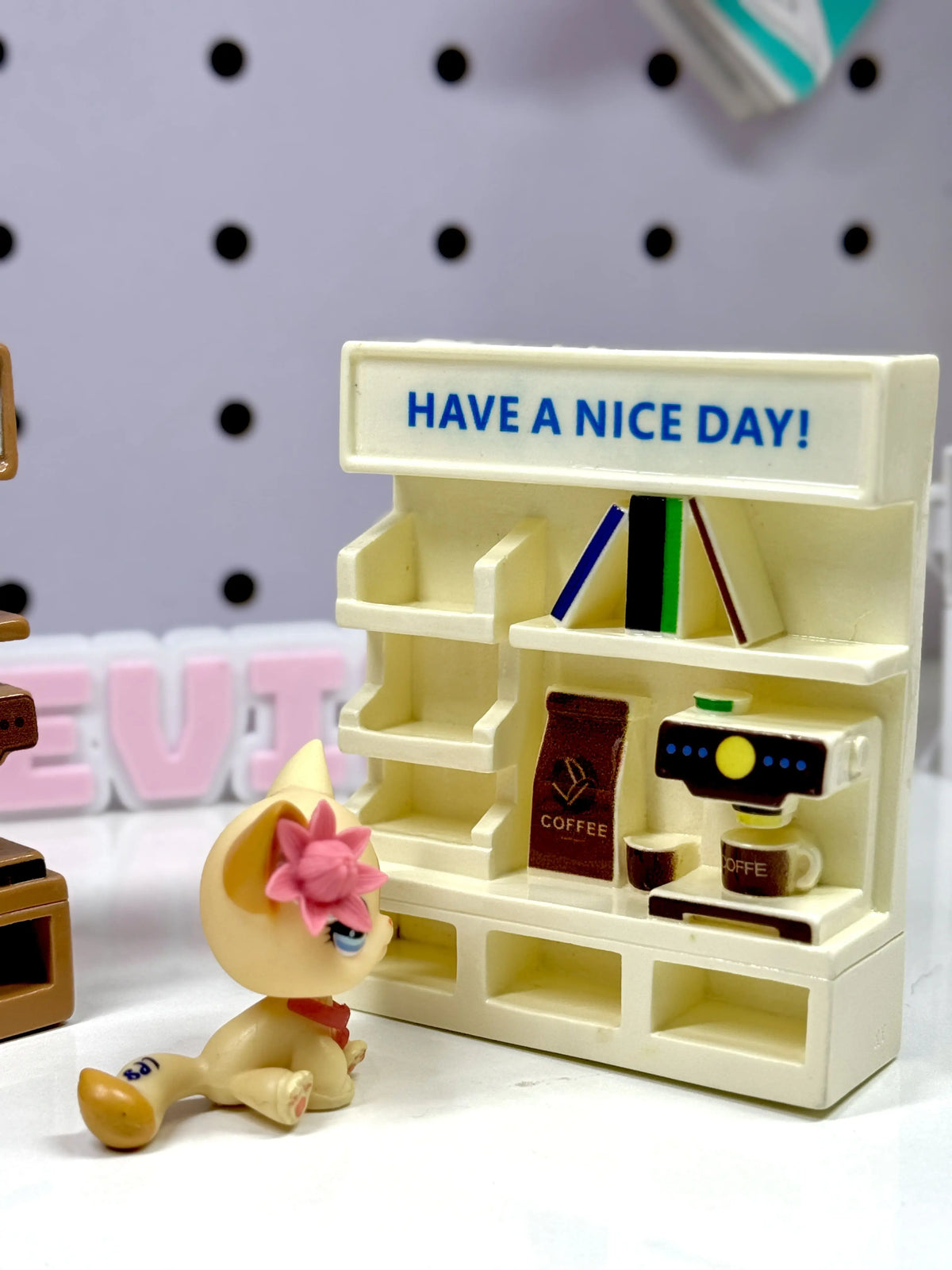 Miniature Coffee & Book Shop Display Stand Set (Set of 2) | Dollhouse & Figure Cafe Shelf