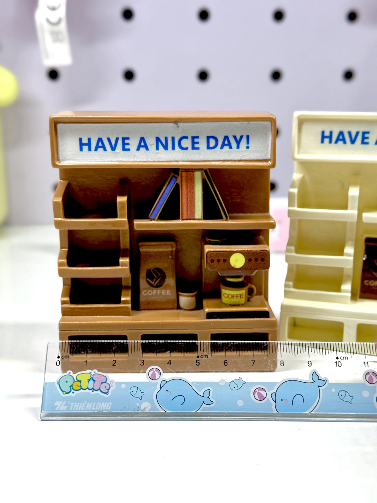 Miniature Coffee & Book Shop Display Stand Set (Set of 2) | Dollhouse & Figure Cafe Shelf