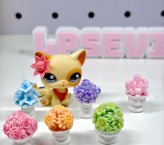 Set of 6 Miniature Flower Pots | Dollhouse Garden Decor Floral Accessories