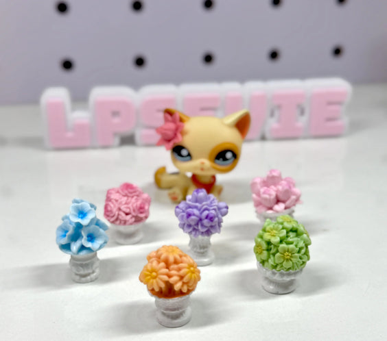 Set of 6 Miniature Flower Pots | Dollhouse Garden Decor Floral Accessories