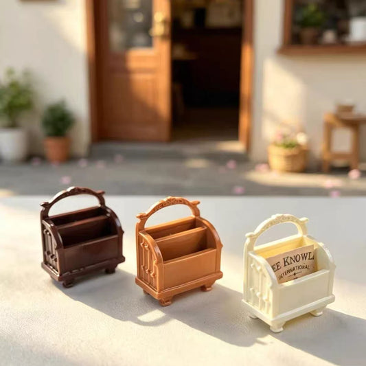 1 PC Miniature Vintage Magazine Rack & Book Stand | Dollhouse Library & Living Room Decor