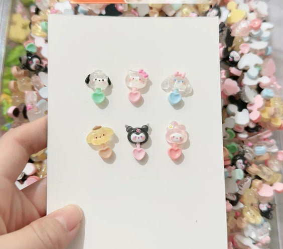 Miniature Kawaii Heart Spoon Set (Set of 6) – Pastel Character Spoons | Dollhouse Kitchen & Cafe Accessories