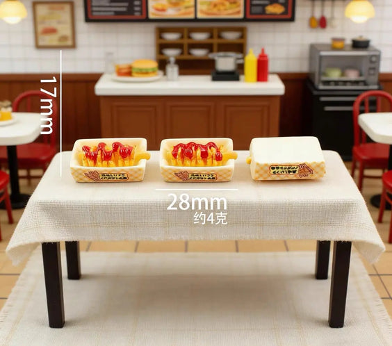Set of 4 Miniature Korean Corn Dog Tray | Dollhouse Food Accessory